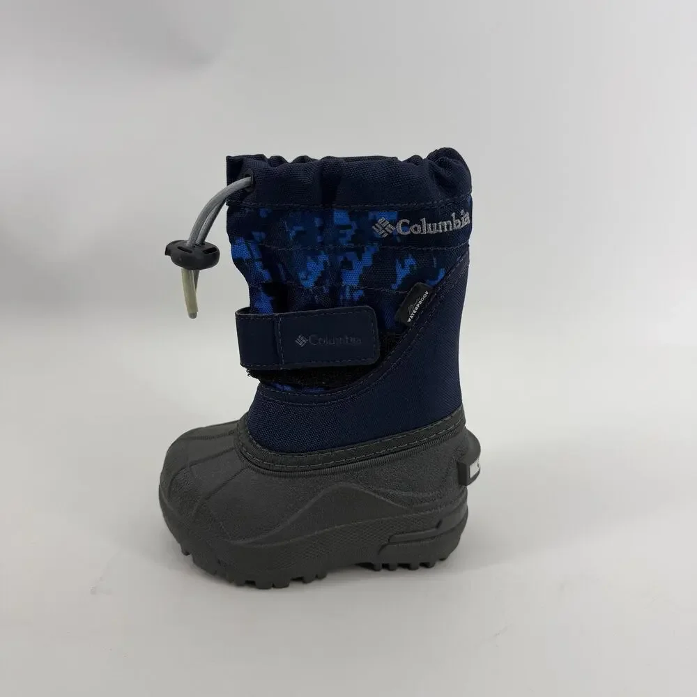 Columbia Powderbug Plus II Snow Boots Toddler Sz 5 Blue Camo Waterproof Gorpcore